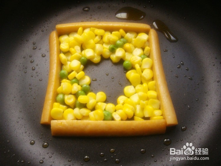 爱心早餐之火腿玉米煎鸡蛋