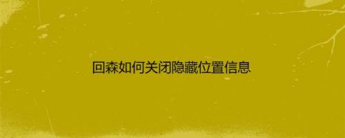 回森如何关闭隐藏位置信息