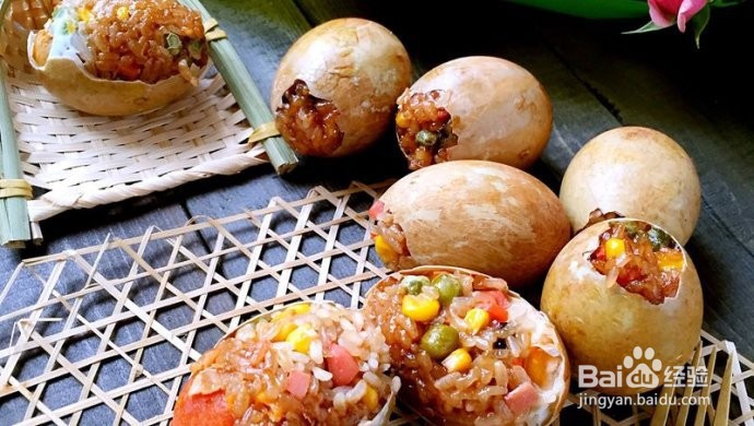 五彩缤纷糯米蛋的做法