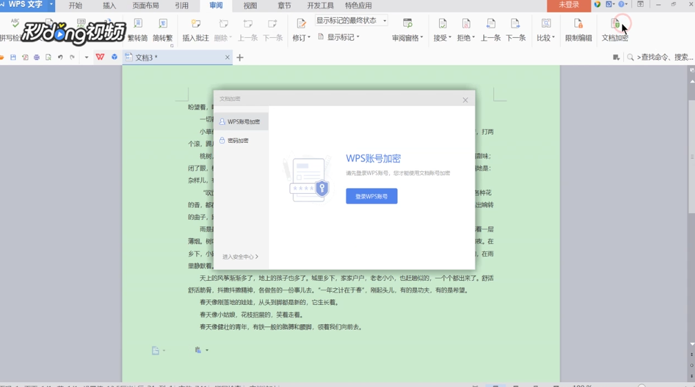 怎么保护WPS文档