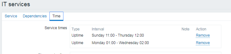 如何在zabbix的服务中删除时间？