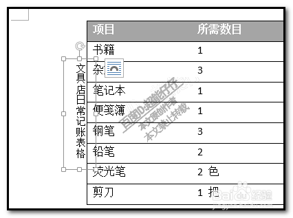 word文档中如何在表格侧边输入文字竖排文字