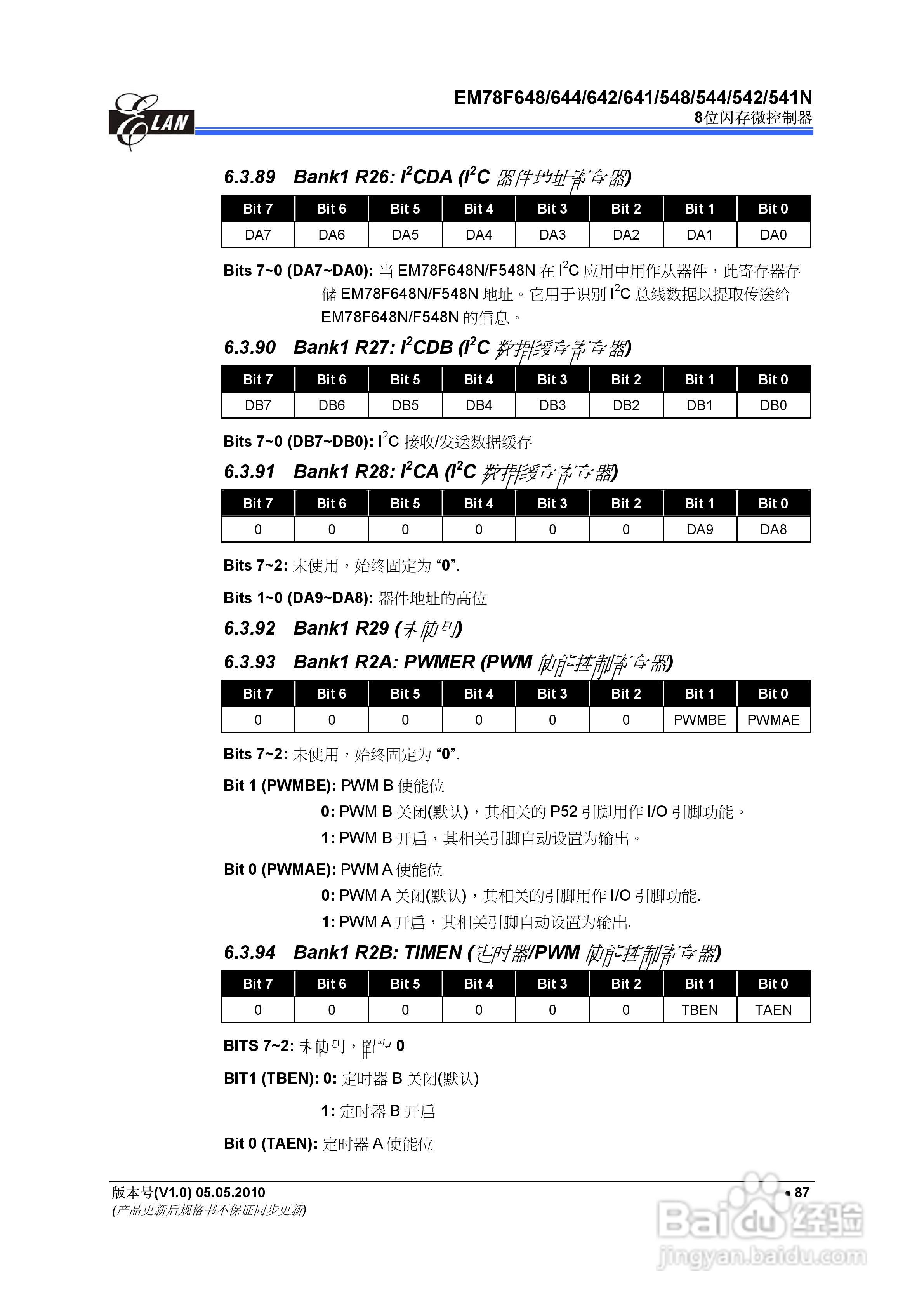 EM78F 8位闪存微控制器说明书:[10]