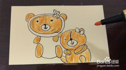 如何绘制两只卡通熊？