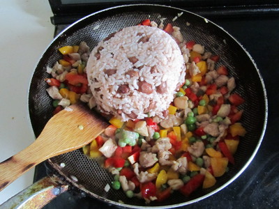 彩椒鸡丁红豆饭