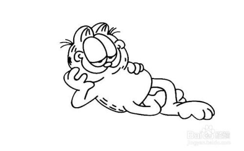 躺着的加菲猫的画法