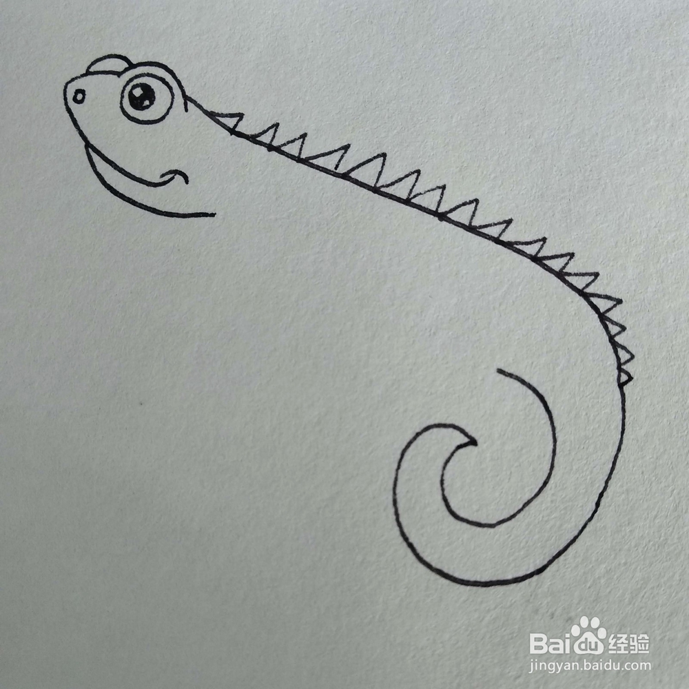 怎么画一只可爱的变色龙卡通儿童简笔画