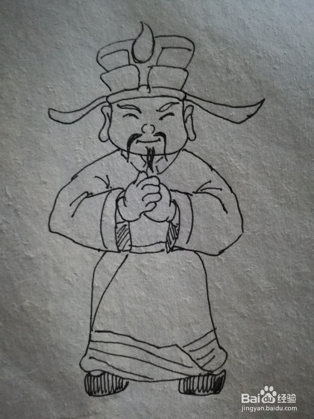 怎么画卡通财神的线描简笔画