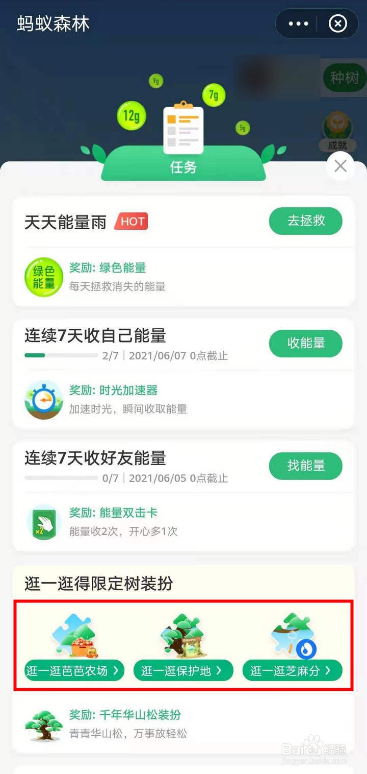 支付宝蚂蚁森林怎么获取青青华山松装扮