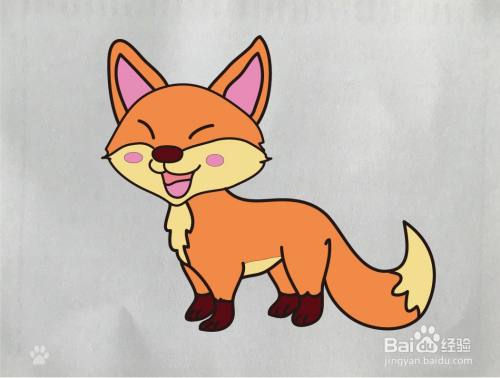 简笔画 可爱的狐狸画法 百度经验