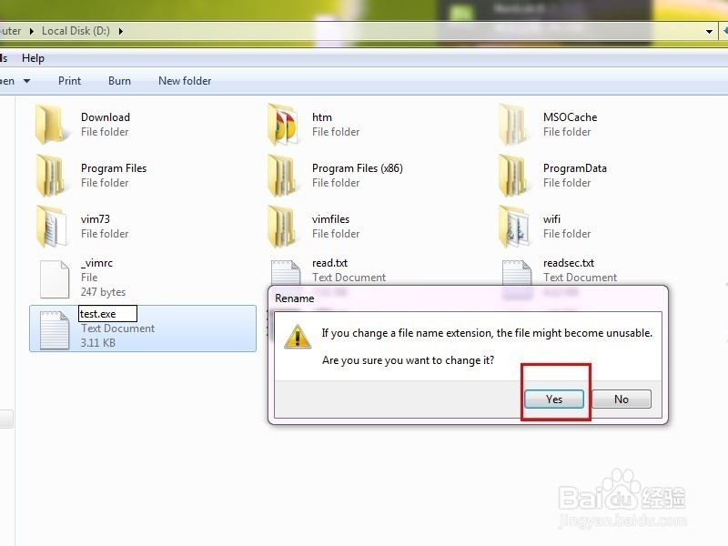 win7 下 更改文件后缀名
