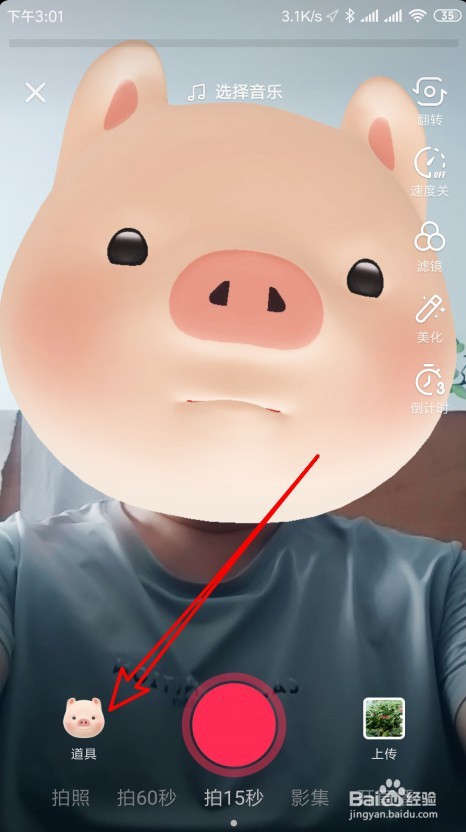 抖音上一个猪头特效在哪里