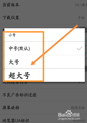 私密浏览器软件中怎么修改字体的大小