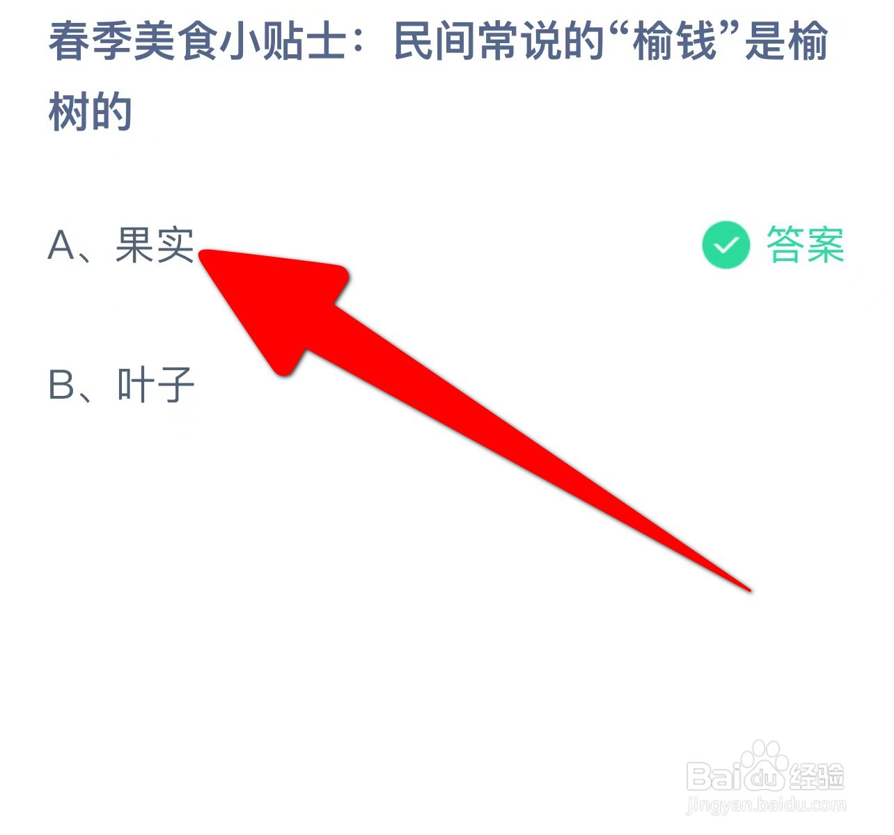 民间常说的“榆钱”是榆树的?蚂蚁庄园