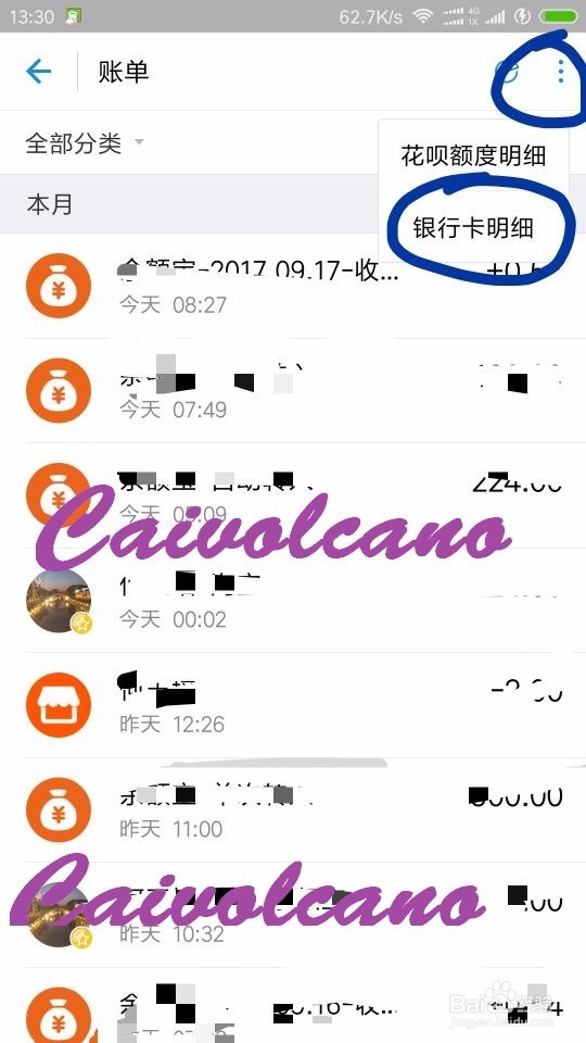 支付宝里如何查某一个银行卡的账单