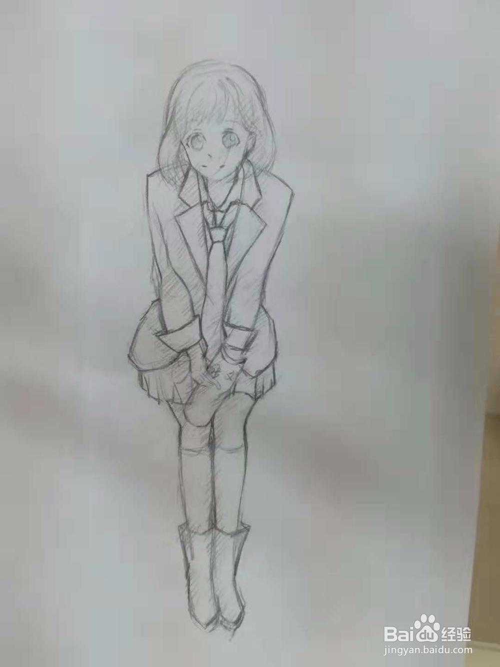 可爱漫画女学生线稿手绘教程