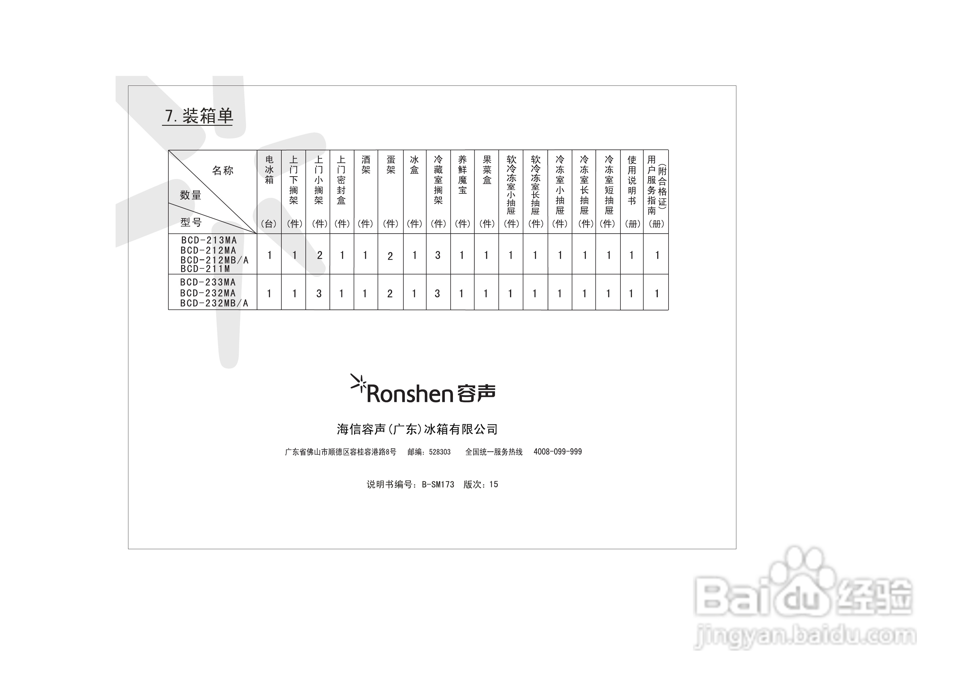 容声冰箱BCD-232MB/A型使用说明书