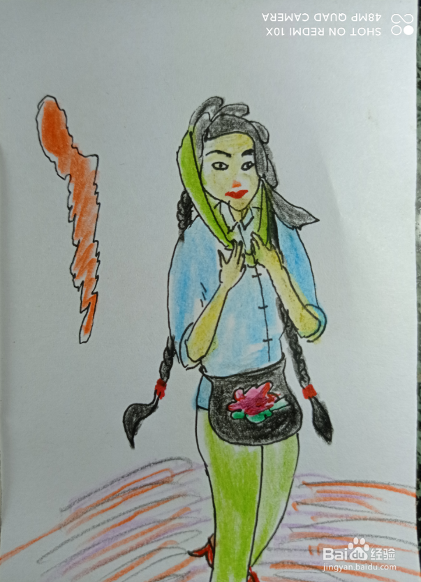 怎样画简笔画爱美的长辫子女孩?