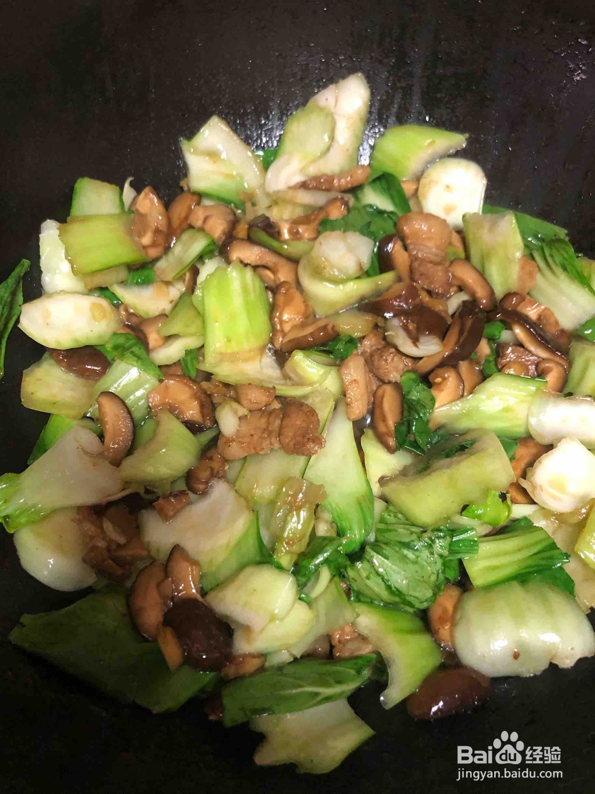 香菇油菜炒五花肉