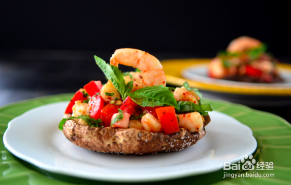 美味沙拉-烤蘑菇大虾