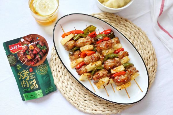 香菠甜椒无骨鸡肉串