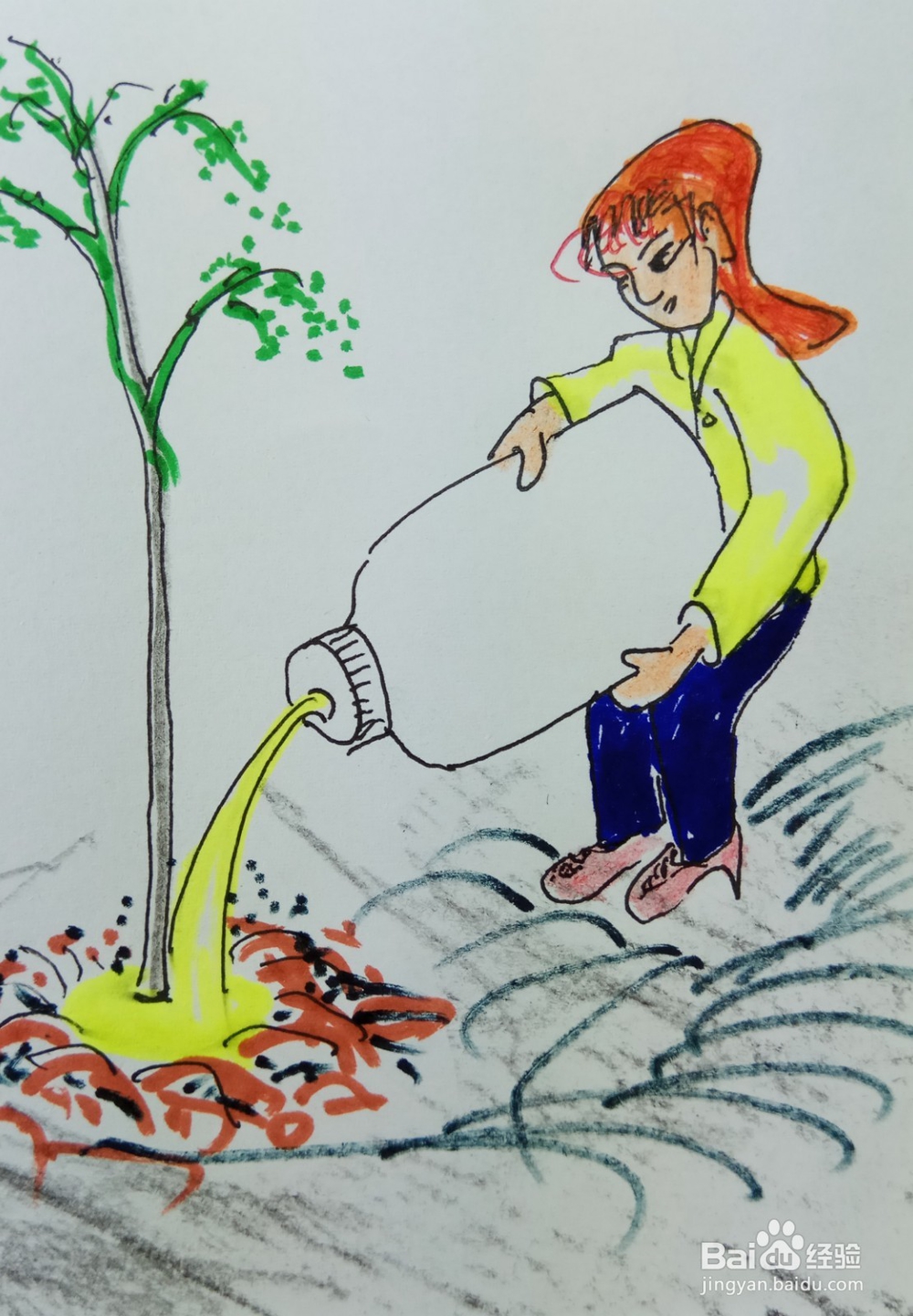 怎样画儿童简笔画植树节植树？