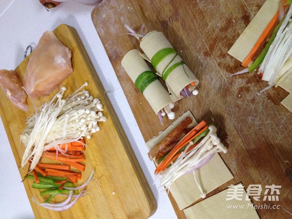 鸡丝豆皮卷的做法