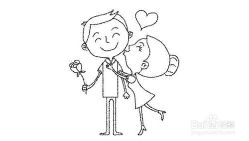 亲亲动作简笔画