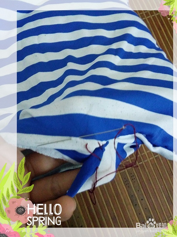 #手工#废物利用条纹衬衫变枕套