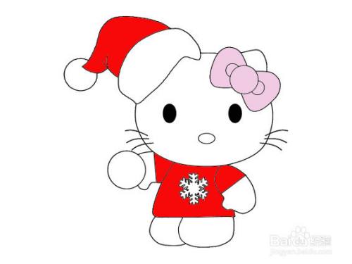 戴圣诞帽的小猫的简笔画