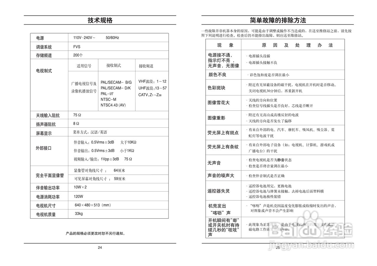 LG CT-25Q40VE彩电使用说明书