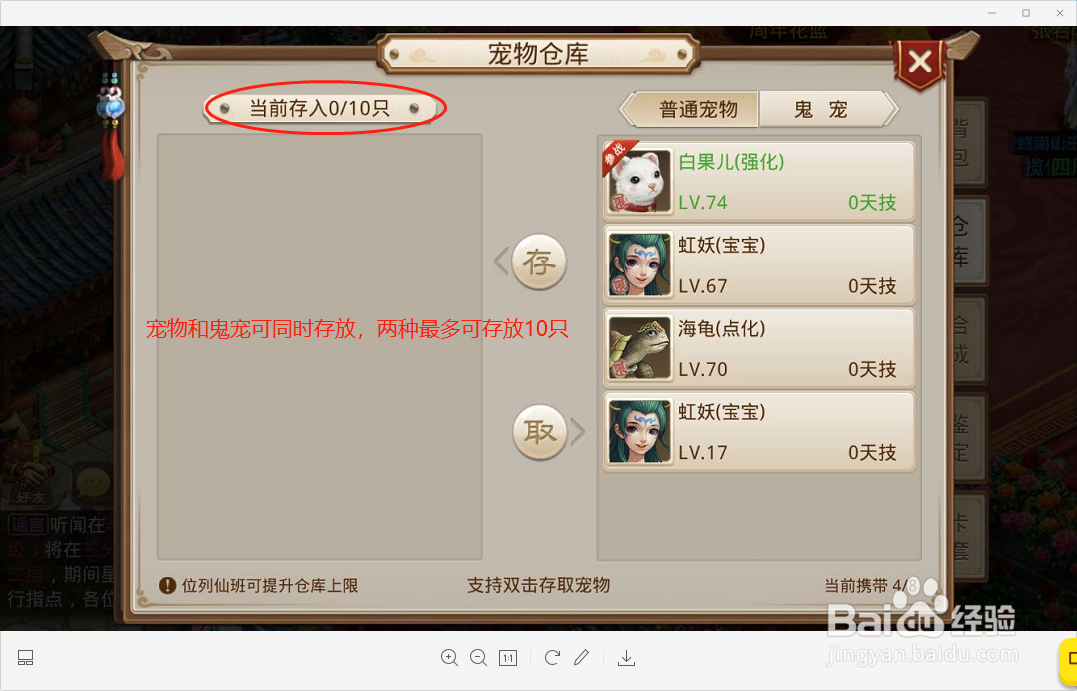 问道手游宠物宝宝太多怎么办格子不够哪里可存放