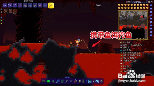 泰拉瑞亚如何在岩浆里钓鱼