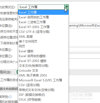 Microsoft Excel如何设置文件保存格式