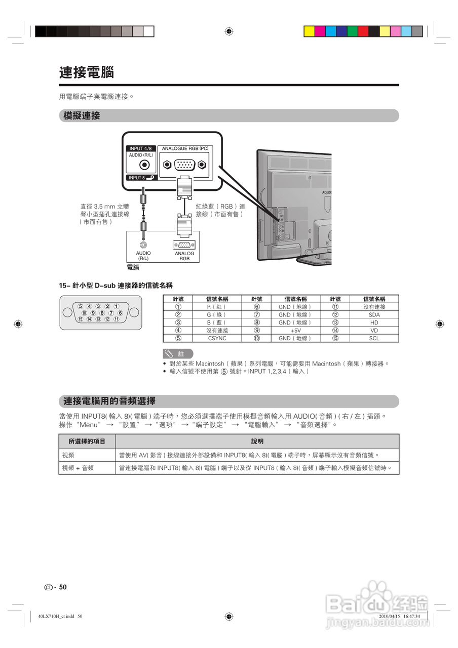 声宝LC-40LX710H型液晶电视机说明书:[5]