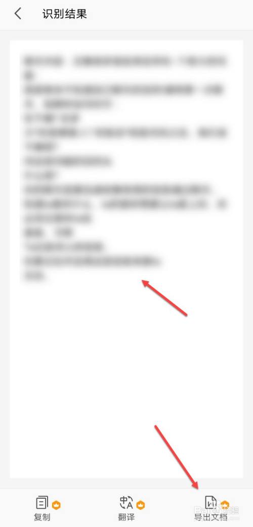识别出文字后,点击导出文档,即可复制文案了.