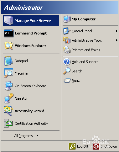英文版Server 2003如何打开Network Connections