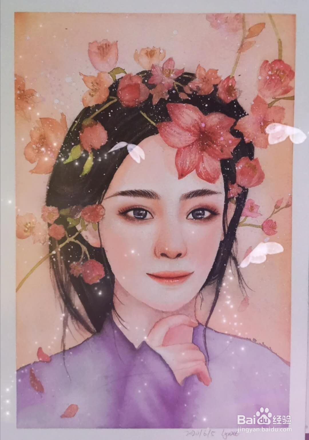 如何画好水彩人物头像--桃花美人-百度经验