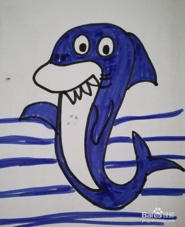 简笔画 卡通鲨鱼的画法