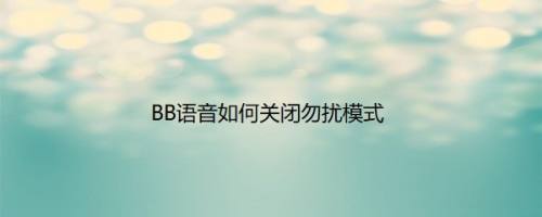 BB语音如何关闭勿扰模式