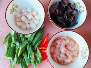 减脂餐/秋葵鲜贝炒鸡胸肉