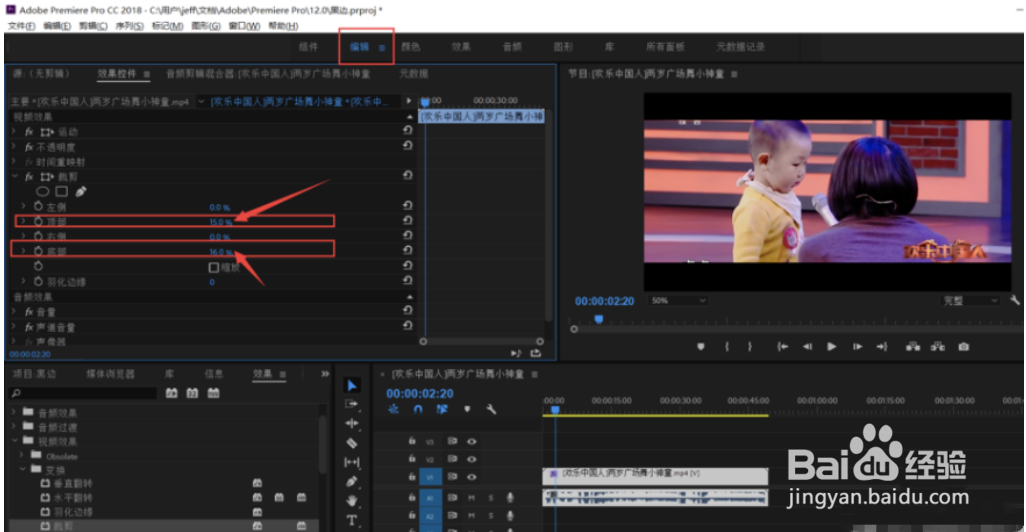 Premiere怎么给视频添加黑边