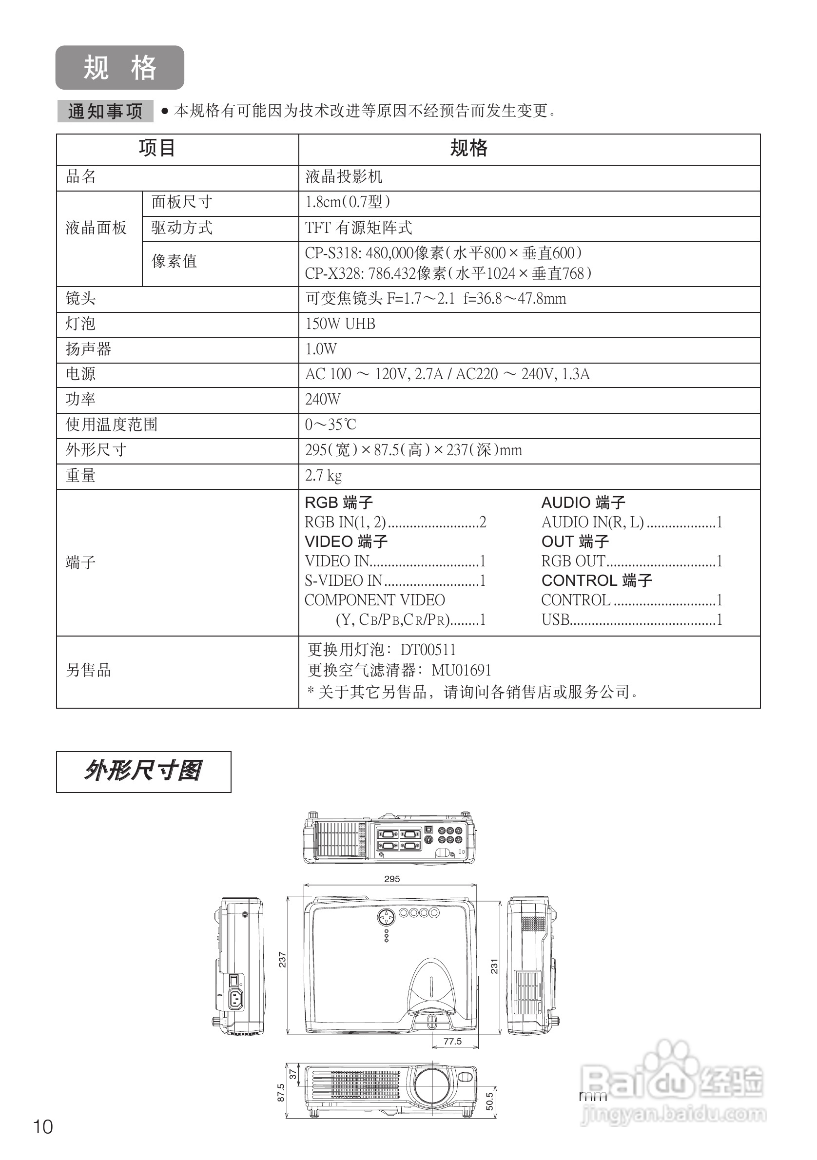 日立 CPS318W投影机说明书:[4]