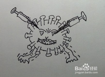 如何画冠状病毒卡通画
