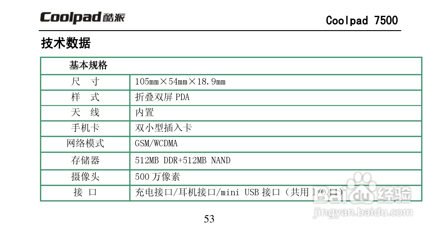 酷派Coolpad 7500手机说明书:[7]