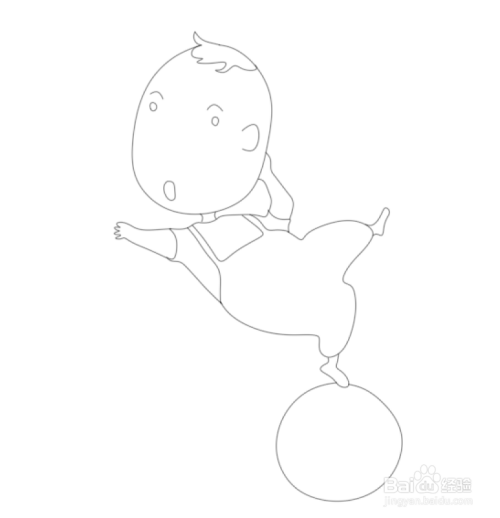 简笔画--如何画在踩圆球的男孩