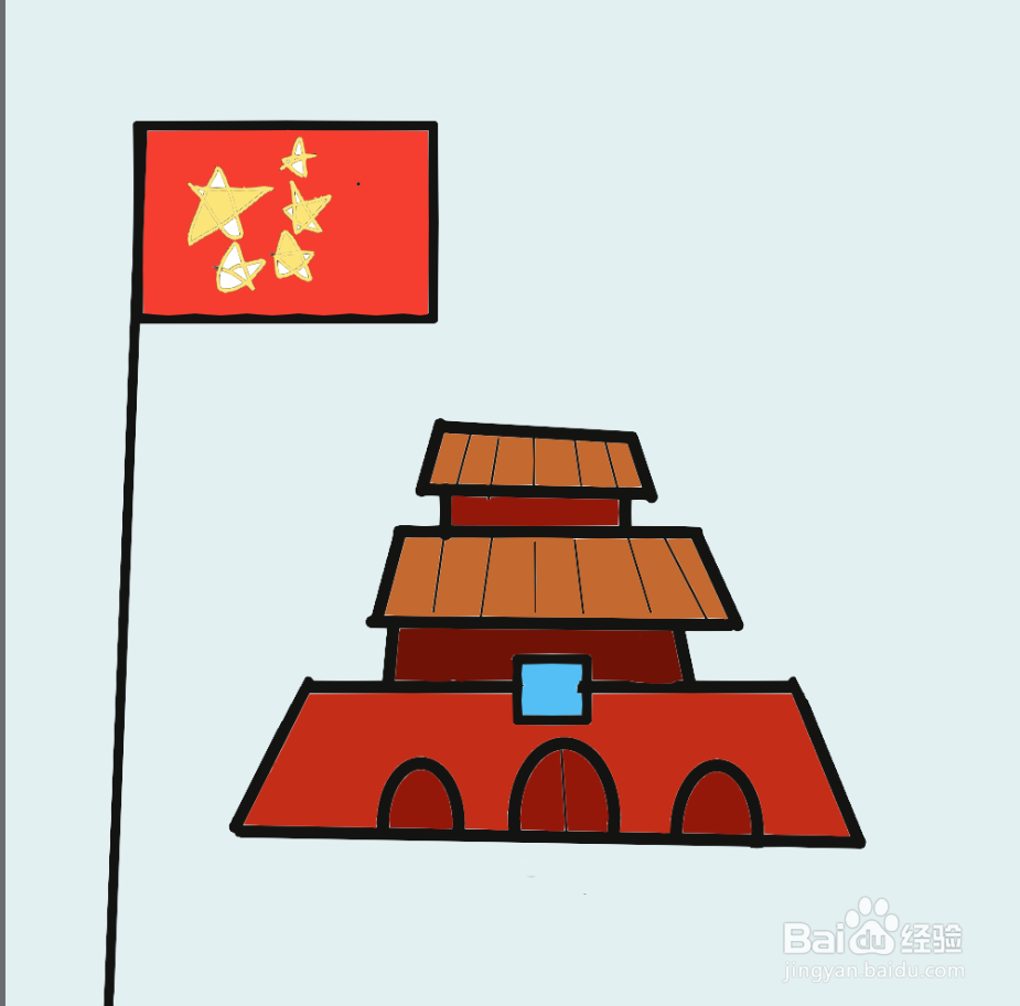 天安门国旗简笔画