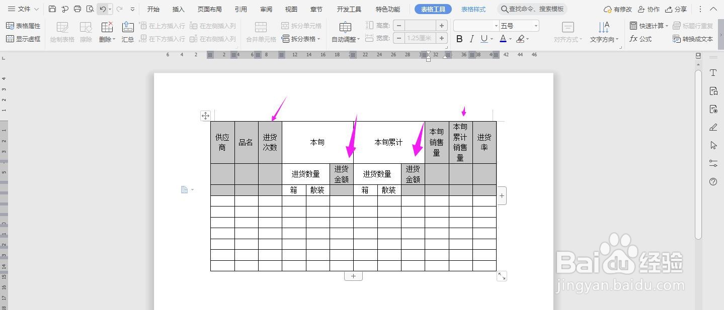 WPS2019 Word怎么制作供应商品进货旬月报表