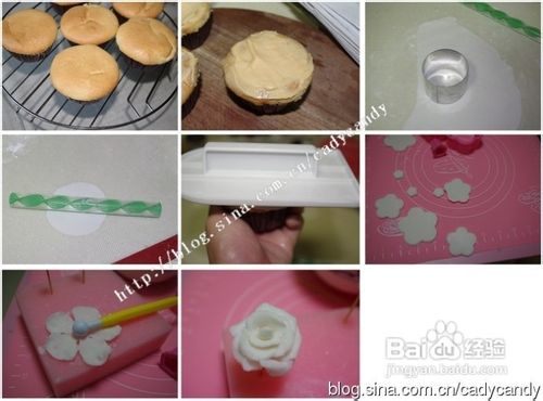 纯白色唯美风翻糖杯子蛋糕组合——海绵杯子蛋糕