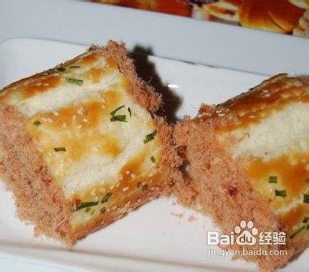 葱花肉松面包卷 百度经验